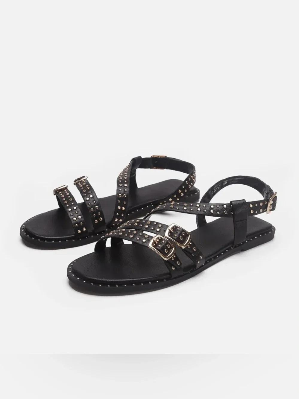 ZARA Studded Leather Flat Sandals | Size 8 US / EU 39 | NWT - Picture 2 of 8